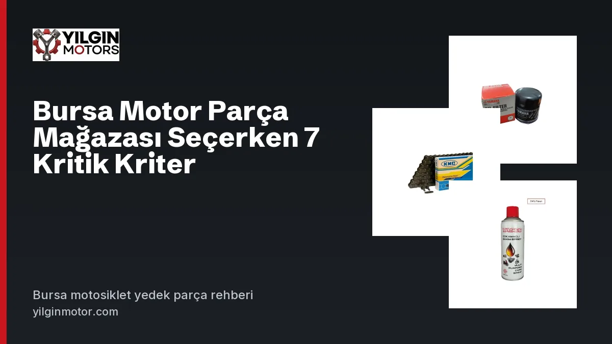 Motor parça mağazası rafı: yağ filtresi, zincir ve bakım spreyi