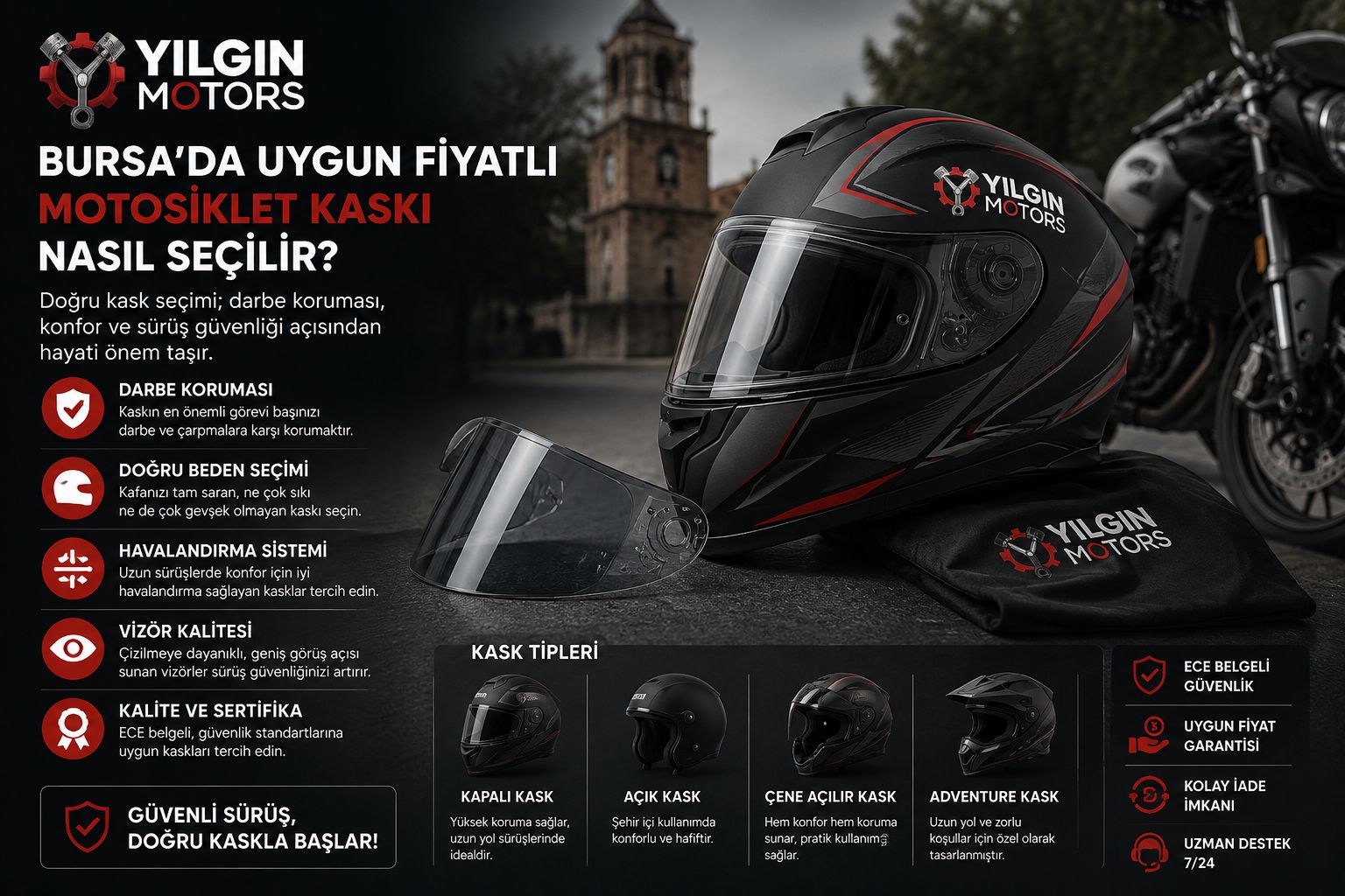 Bursa'da Uygun Fiyatli Motosiklet Kaski Nasil Secilir?